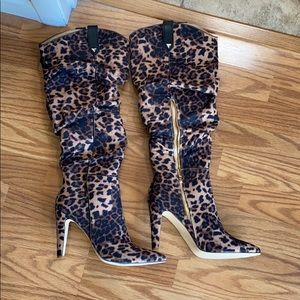 Just Fab leopard print high boots
